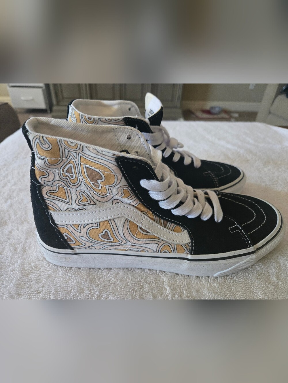 VANS SK8-HI Tapered Trippy Hearts Women High Top Suede Canvas Shoes 7.5